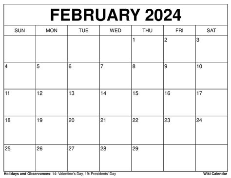 February 2024 Monthly Calendar With Holidays Velma Jeanette