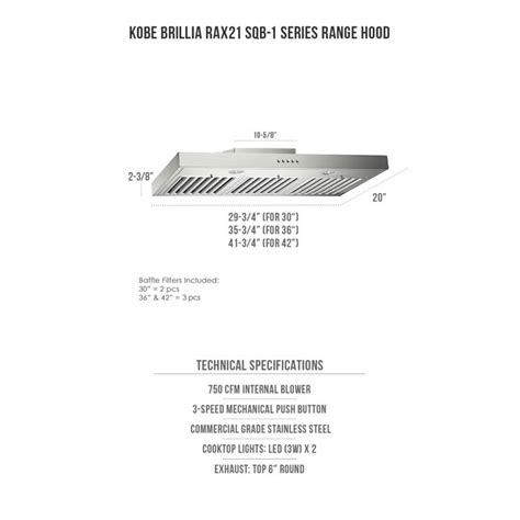 Kobe Range Hoods Brillia 30 In 750 Cfm Ducted Stainless Steel Under