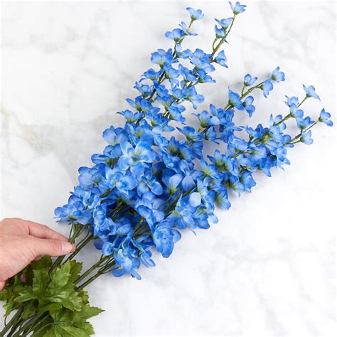 Blue Artificial Delphinium Bush Stems Branches Floral Supplies