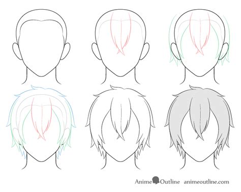 How To Draw Anime Male Hair Step By Step Animeoutline In 2020 Short