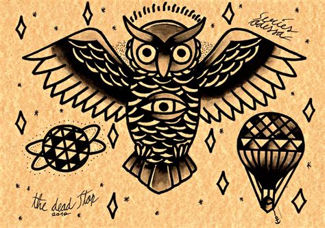 Black Owl Tattoo Flash Second Edition Of By Thedeadstop On Etsy
