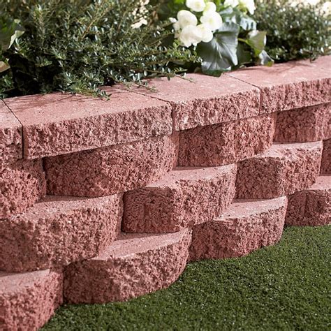 Basic 12 In L X 4 In H X 8 In D Red Retaining Wall Block In The