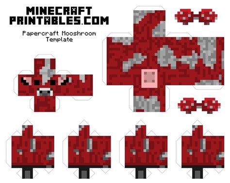 Mooshroom Printable Minecraft Mooshroom Papercraft Template Papercraft Minecraft Skin