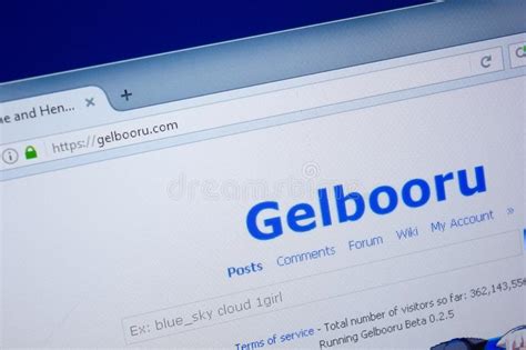 Ryazan Rússia De Setembro De Homepage Do Web Site De Gelbooru Na Exposição Do PC
