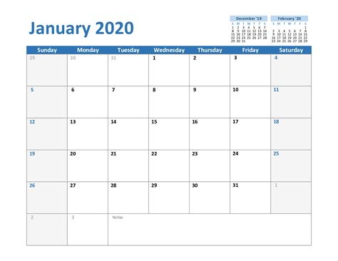 Horizontal and vertical format (landscape and portrait document orientation) Free Printable January 2020 Calendar Editable in PDF ...
