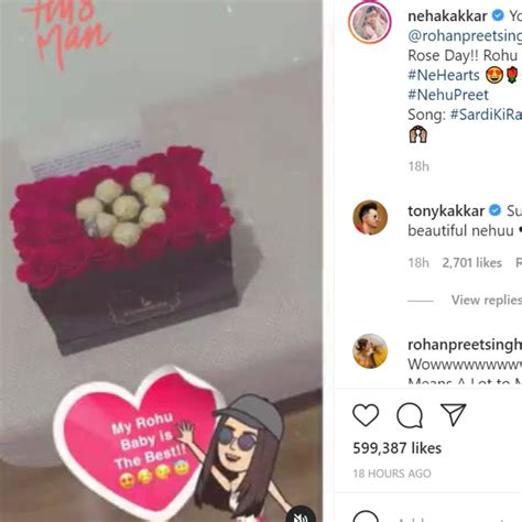 Neha Kakkar Gets A Special T From Rohanpreet Singh On Rose Day Latter Shares A Cute Post On
