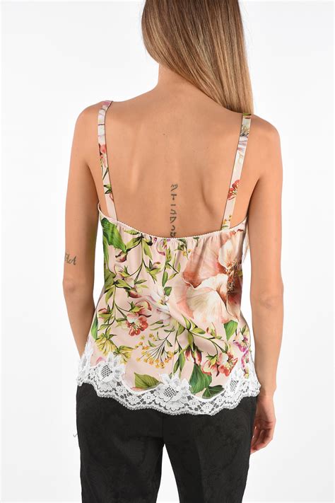 Dolce And Gabbana Floral Silk Top With Lace Trimmings Women Glamood Outlet