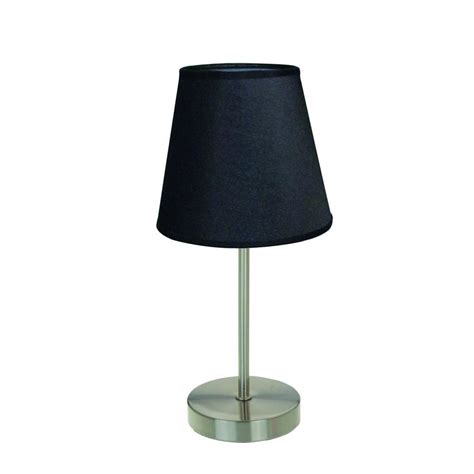 Simple Designs 10 In Sand Nickel Mini Basic Table Lamp With Black