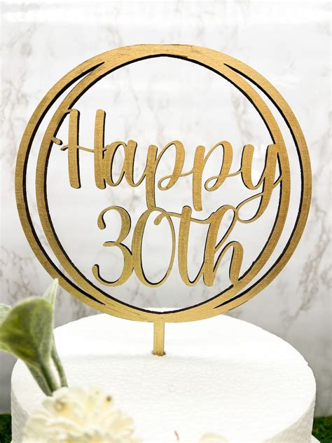Happy 30th Cake Topper Gold Cake Topper 30th Birthday Cake Etsy