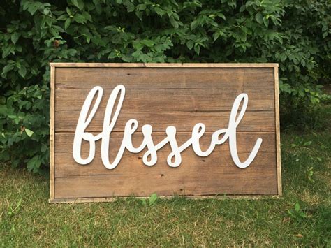 Painted Blessed Word Wood Cut Wall Art Sign Decor Etsy