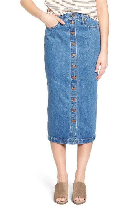 Madewell Button Front Denim Midi Skirt Nordstrom