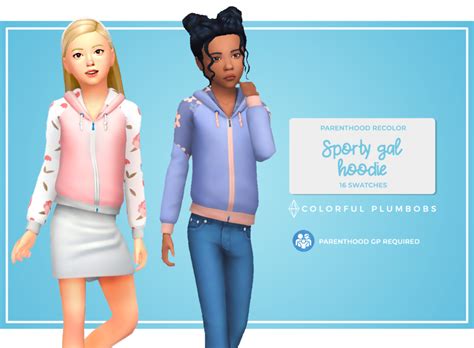 Colorful Plumbobs Sporty Gal Hoodie Sims 4 Children Sims 4 Cc Kids