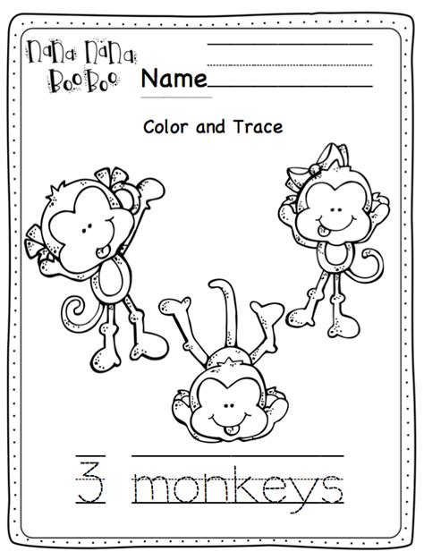 Use these coloring sheets to practice counting with the five little monkeys. "Five Little Monkeys Swinging in a Tree" Printable ...