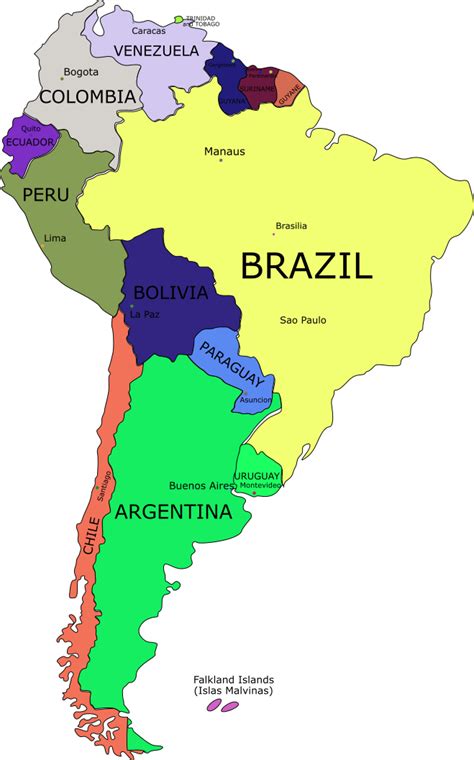 Mapa De Sudamérica Para Imprimir Y Colorear Todos Los Países