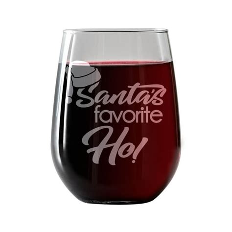 Christmas Wine Glasses Funny Wine Glass Santas Favorite Ho Stemless Wine Glass 17 Ounce Oz Free