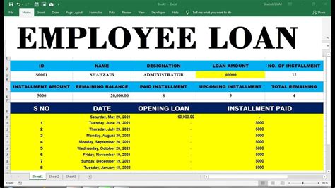 Employee Loan Sheet In Excel Employee Loan Details Youtube