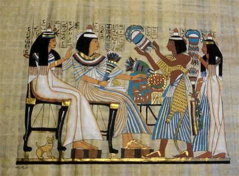 Vintage Egyptian Hand Painted Papyrus Of The Flower Girls Daily Life Of Ancient Egypt 17 X 13 Inch