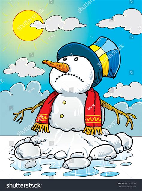 Snowman Melting On Sun Stockvector Rechtenvrij 173922620 Shutterstock