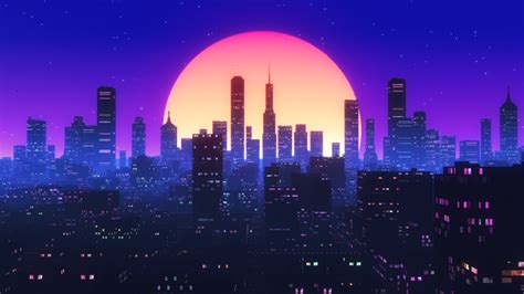 City Background Vaporwave Wallpaper Anime Scenery
