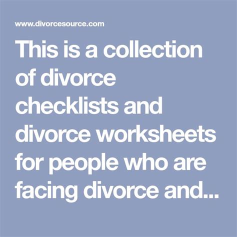 This Is A Collection Of Divorce Checklists And Divorce Worksheets For
