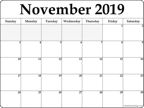 November 2019 Calendar Pdf Word Excel Templates