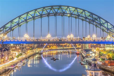 Newcastle Upon Tyne Bridges Panorama View United Kingdom