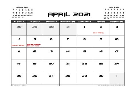April 2021 Calendar Uk Printable Click Here To Download High