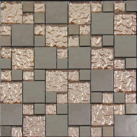 Copper Glass And Porcelain Square Mosaic Tile Designs Plated Ceramic Wall Tiles Wall Kitchen
