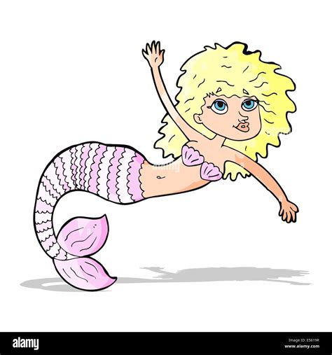 Cartoon Pretty Mermaid Waving Stock Vector Image And Art Alamy
