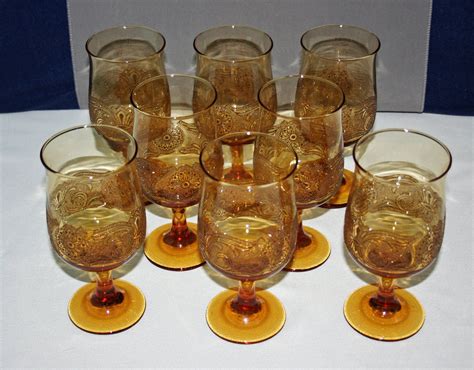 Vintage Libbey Glass Co Americana Amber Water Glass 10 Oz Etsy