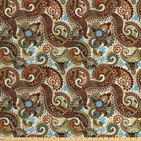 Paisley Fabric By The Yard Persian Teardrop With A Curved Tip Motif In