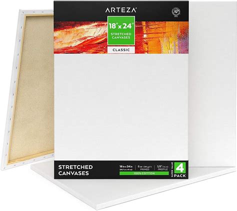 Buy Arteza Stretched Art Canvas Pack Of 4 457 X 61 Cm 8 Oz Gesso