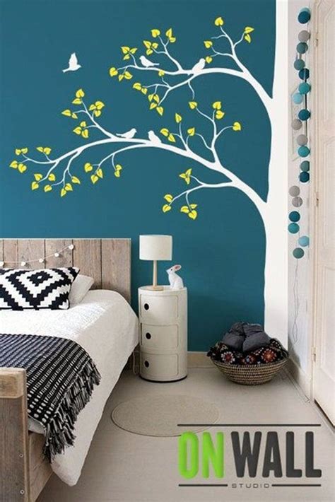 Your bedroom should be a spot of elegance and comfort. 40 Easy DIY Wall Painting Ideas For Complete Luxurious Feel | Tree wall decal living room, Diy ...