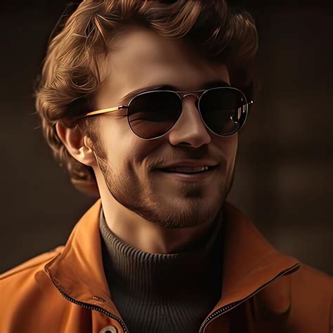 Premium Ai Image A Man In A Leather Jacket And Sunglasses Stands In