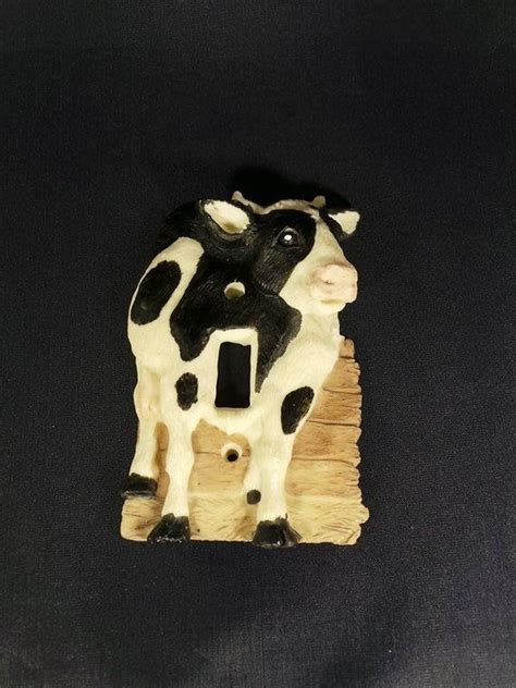 Vintage whimsical footed ceramic cake stand, bold colors, bunny theme. Vintage 1988 Cow Switch Plate Vicki Lane Creative Design ...