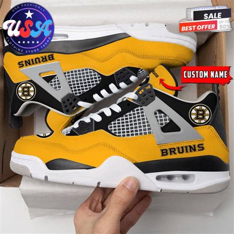 Boston Bruins Personalized Air Jordan 4 Sneaker Usafashionly