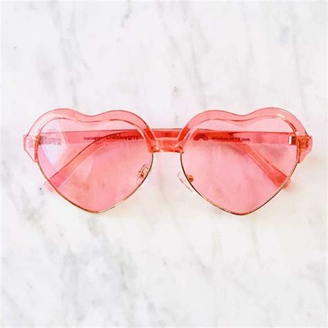 rose color sunglasses in heart eyes frame by rainbowoptx — rainbow optx in 2020 with images