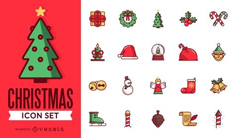 Flat Christmas Icon Pack Vector Download