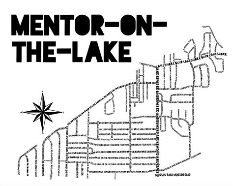 Mentor On The Lake Ohio Map Print Whereabouts Shop