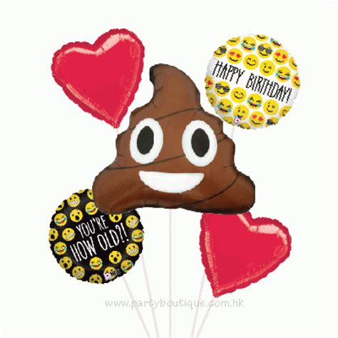 Emoji Emoji Poop Foil Balloon Bouquet Of 5