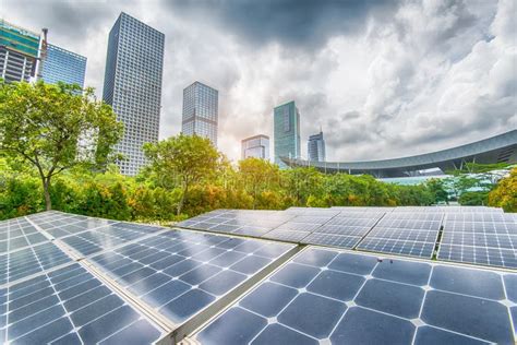Solar Panels In Modern City Stock Photo Image Of Ecology Clean 72704610