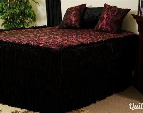 gothic royalty queen bedding  piece set burgundy black damask etsy