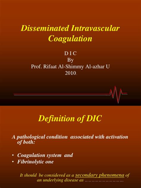Dic, also known as consumptive coagulopathy, is a condition where the coagulation and fibrinolytic cascades are out of control as a result of systemic thrombosis. Disseminated Intravascular Coagulation | Coagulation ...