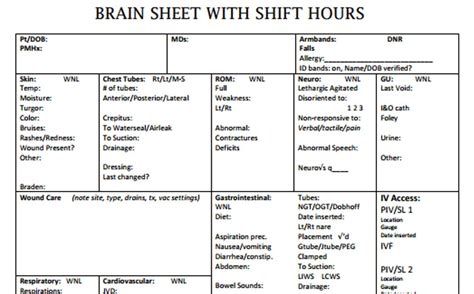 Nurse Brain Sheets - Shift Hours | Scrubs - The Leading Lifestyle