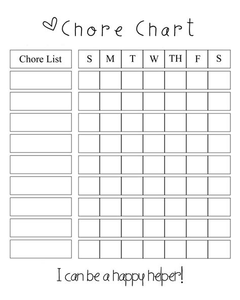 Printable Chore Chart Artofit