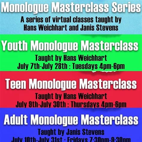 Adult Monologue Masterclass Big Idea Theatre At Onlinevirtual Space Onlinestreaming