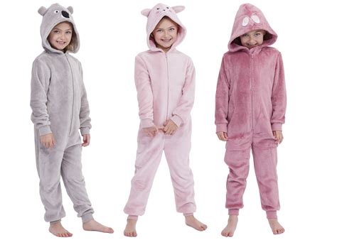 Niños Niñas Niños con Capucha Polar Onesie Todo en 1 Mono Pijama