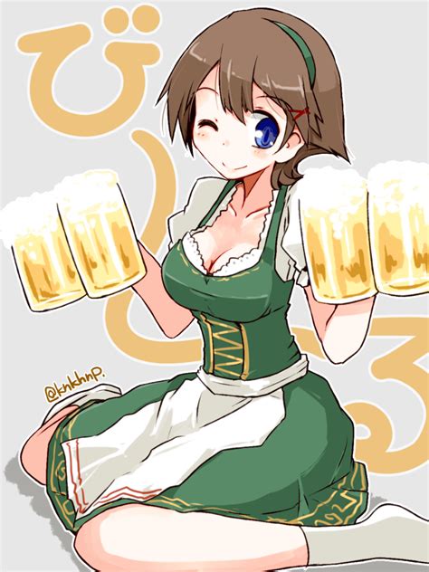 Safebooru 1girl Alcohol Alternate Costume Barmaid Beer Beer Mug