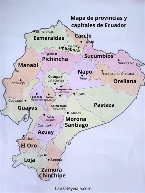 El Mapa Del Ecuador Con Sus Provincias
