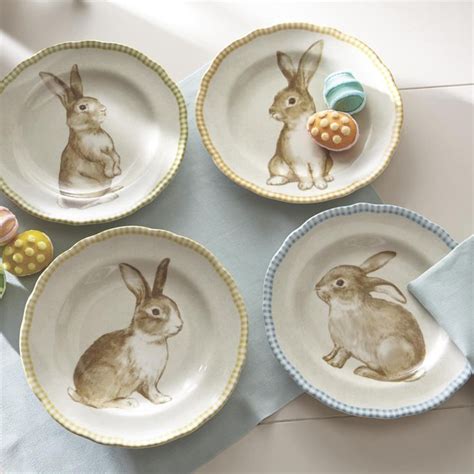 Set Of 4 Assorted Bunny Plates Bunny Plates Bunny Dinnerware Plates